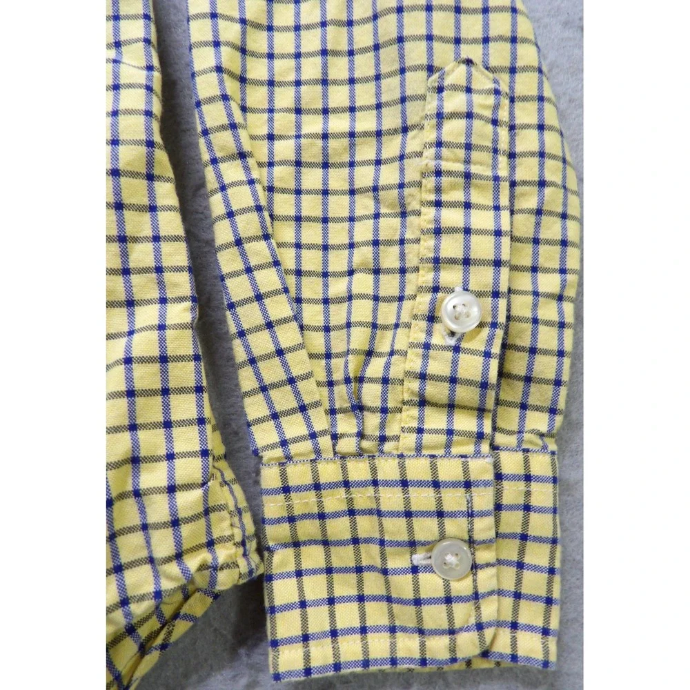 Ralph Lauren Boys Yellow Blue Plaid Long Sleeve Button Flesh Pony Shirt S 8 OCBD